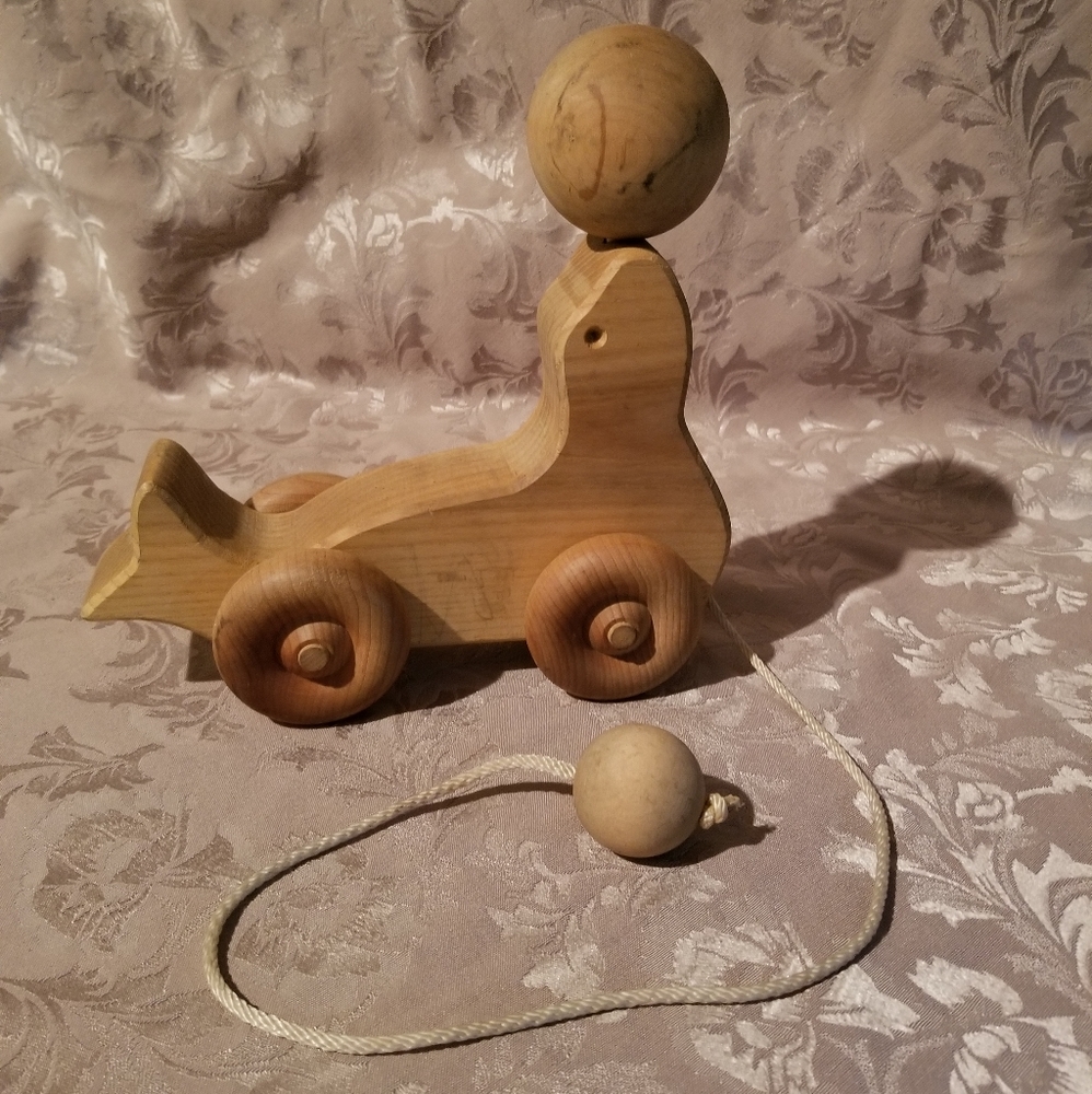 Hand Crafted Wood Seal Pull Toy
